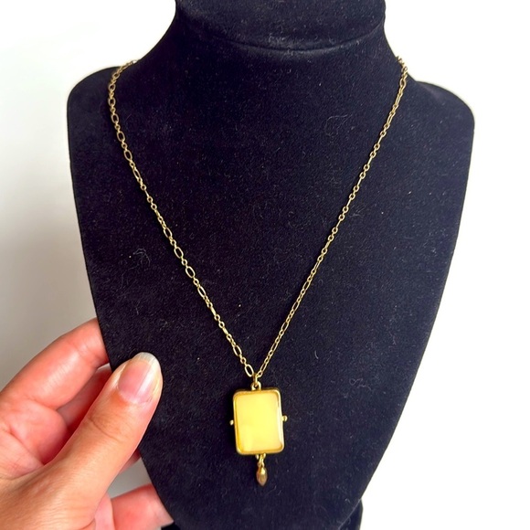 Cabi Gold Necklace with White and yellow Reversible Pendant - Picture 3 of 5